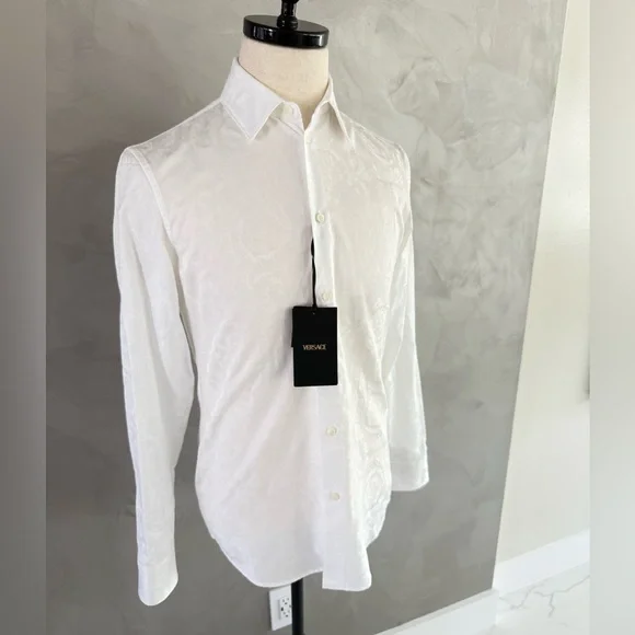 Versace Barocco Jacquard Long Sleeve Shirt Size 37 IT. PRISTINE CONDITION - Picture 9 of 16